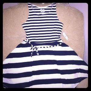 Girls Beautiful Cotton Striped Flounce Dress Sz8/M